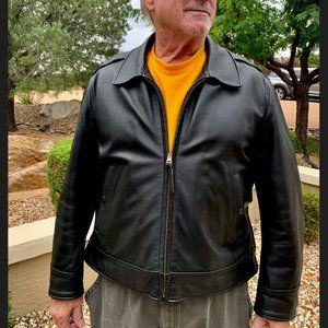 Men's 48 Black Leather Bomber Jacket - Flight Suits LTD